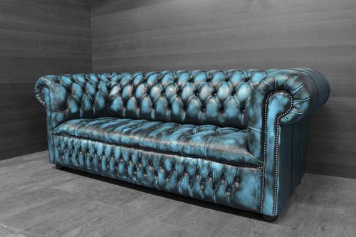 Canapé chesterfield - COLORS! - Harleq - en cuir / bleu / vert