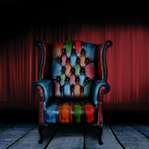 Fauteuil club chesterfield - QUEEN ANNE  - Harleq - en cuir / en acajou / à oreilles