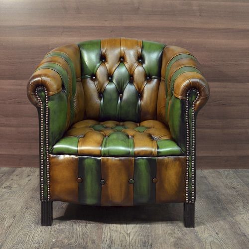 Fauteuil chesterfield - BYRON - Harleq - en cuir / en acajou / en laiton poli