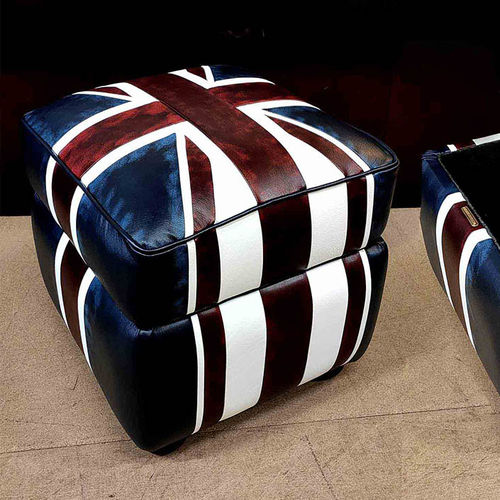 Ottoman contemporain - FLAG - Harleq - en cuir / carré / rectangulaire