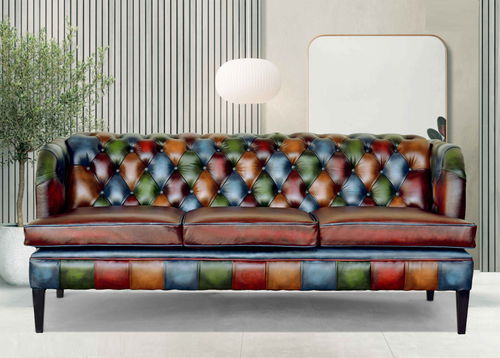 Canapé chesterfield - Luxury Modern - Harleq - en cuir / avec coussin amovible / multicolore