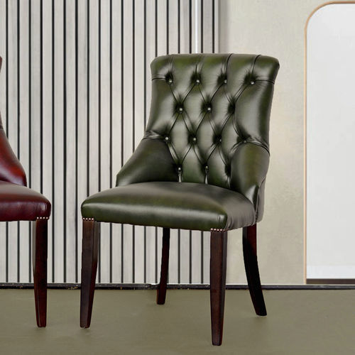 Chaise de salle à manger chesterfield - LUX - Harleq - d'intérieur / en cuir / avec piètement en hêtre