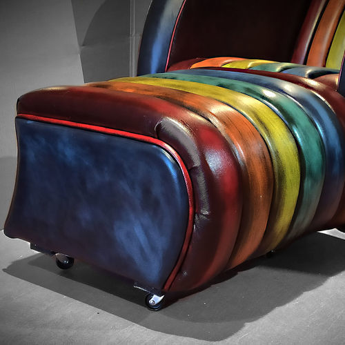 Ottoman contemporain - AVIATOR - Harleq - en cuir / carré / fait main