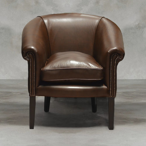 Fauteuil classique - COGNAC - Harleq - en cuir / en hêtre / avec coussin amovible