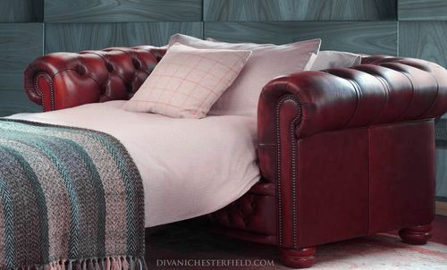 Canapé lit - PREMIUM - Harleq - chesterfield / en cuir / avec accoudoirs