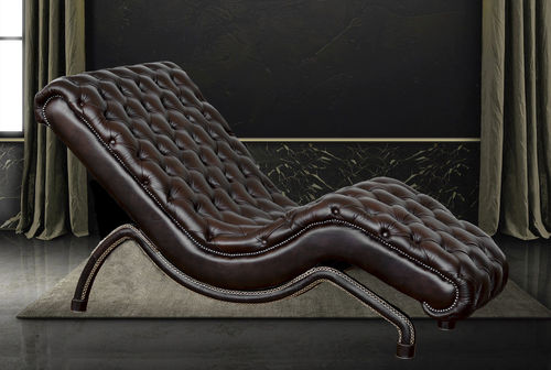 Chaise longue chesterfield - Harleq - en cuir / professionnelle / noire