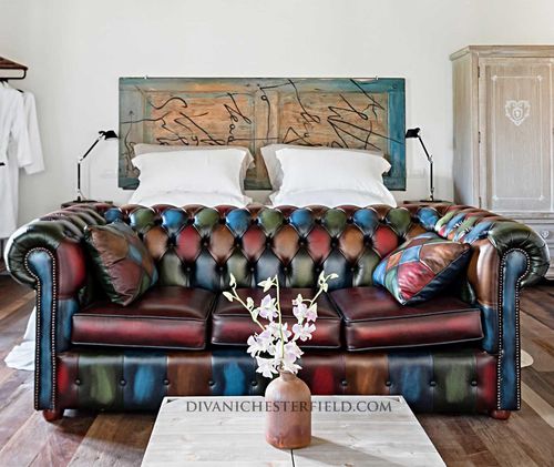 Canapé lit - CUSHION - Harleq - chesterfield / en cuir / fait main