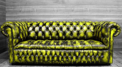 Canapé chesterfield - LEMON  - Harleq - en cuir / vert / en hêtre