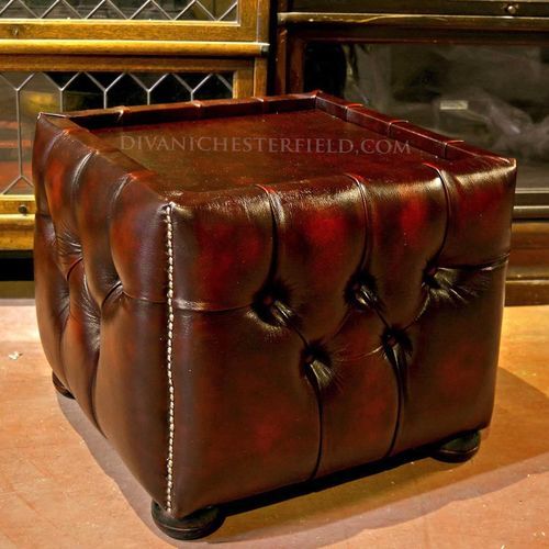 Pouf chesterfield - CUSHION - Harleq - en cuir / carré / rectangulaire