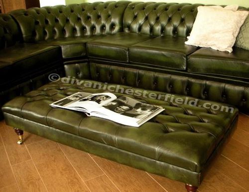 Ottoman chesterfield - ROYALE EXTRA LARGE - Harleq - en cuir / en laiton / rectangulaire