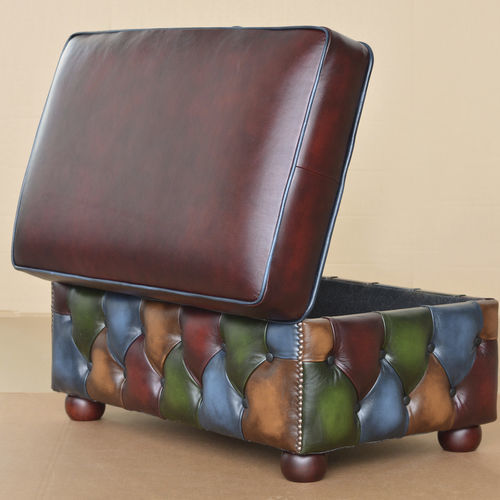 Repose-pied chesterfield - PATCHWORK  - Harleq - en cuir