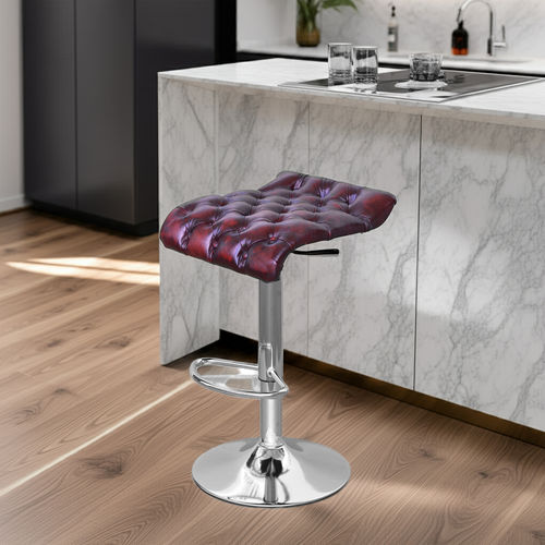 Tabouret de bar contemporain - Harleq - en cuir / avec piètement en acier chromé / piètement central