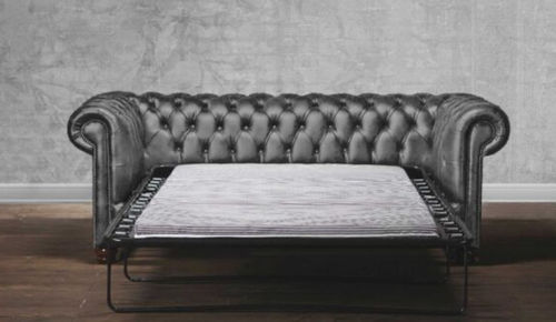Canapé de style chesterfield - LETTO - Harleq - en hêtre / en cuir / avec lit gigogne