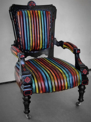 Fauteuil contemporain - EMPEROR - Harleq - en cuir / en bois / avec dossier haut