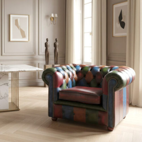 Fauteuil contemporain - Harleq - en cuir / multicolore / avec accoudoirs