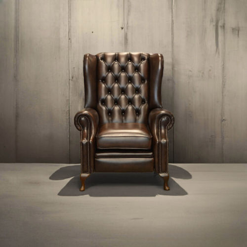 Fauteuil chesterfield - WING - Harleq - en cuir / en acier / en hêtre
