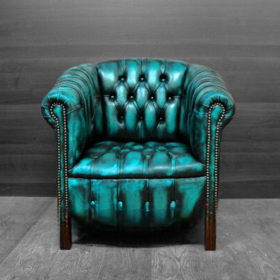Fauteuil contemporain - TURQUOISE - Harleq - en cuir / bleu / avec accoudoirs