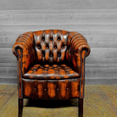 Fauteuil contemporain - ORANGE - Harleq - en cuir / marron / piètement central