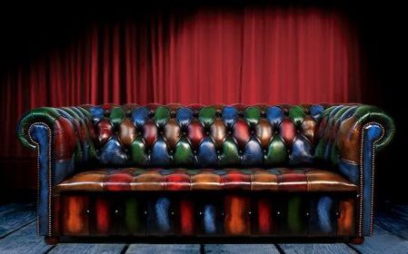 Canapé chesterfield - DEVIL  - Harleq - en cuir / noir / multicolore