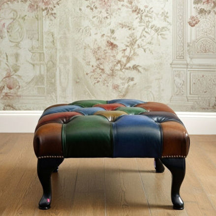 Repose-pied chesterfield - QUEEN ANNE - Harleq - en cuir / professionnel