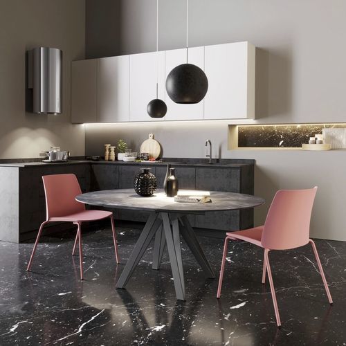 Table contemporaine - APPLE - ZAMAGNA ITALIA - en céramique / en mélaminé / avec piètement en métal peint