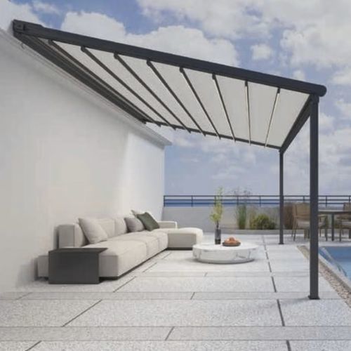 Auvent pour entrée - PERGOTENDE  - AmarantoIdea - pour terrasse / en métal / en PVC