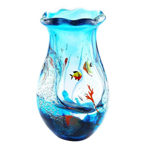 Vase contemporain - ANIMALS : FISH - Original Murano Glass s.n.c. - en verre soufflé / en verre de Murano / bleu