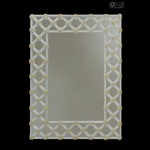 Miroir mural - PURE WHITE AND GOLD - Original Murano Glass s.n.c. - de style vénitien / rectangulaire / en bois
