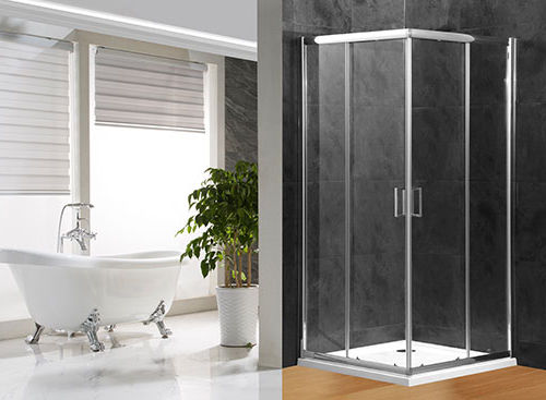 Cabine de douche en verre - A1800F - Shaoxing Joyful Bathroom Co., Ltd - à portes coulissantes / d'angle / en verre transparent