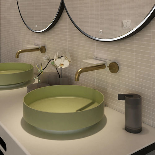 Mitigeur de vasque - 92W150 - Munk Building Materials Co., Ltd. - mural / en laiton / en Solid Surface