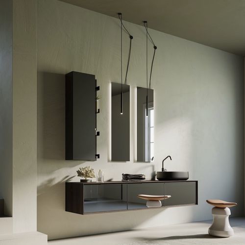 Meuble vasque suspendu - MODULA SYSTEM 01 - PUNTOTRE - en verre / en mélaminé / contemporain