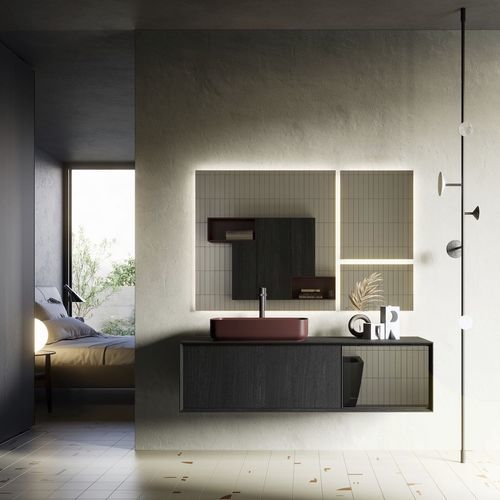 Meuble vasque suspendu - MODULA SYSTEM 04 - PUNTOTRE - en mélaminé / contemporain / sans porte