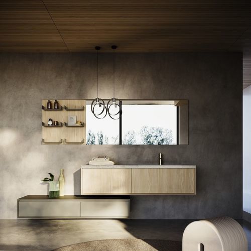 Meuble vasque suspendu - MODULA SYSTEM 06 - PUNTOTRE - en mélaminé / contemporain / sans porte