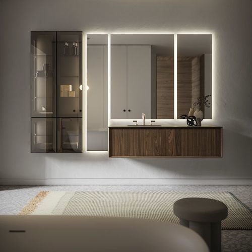 Meuble vasque suspendu - MODULA SYSTEM 07 - PUNTOTRE - en bois / en verre / contemporain