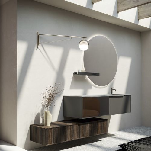 Meuble vasque suspendu - CORNICI SYSTEM 13 - PUNTOTRE - en verre / en mélaminé / contemporain