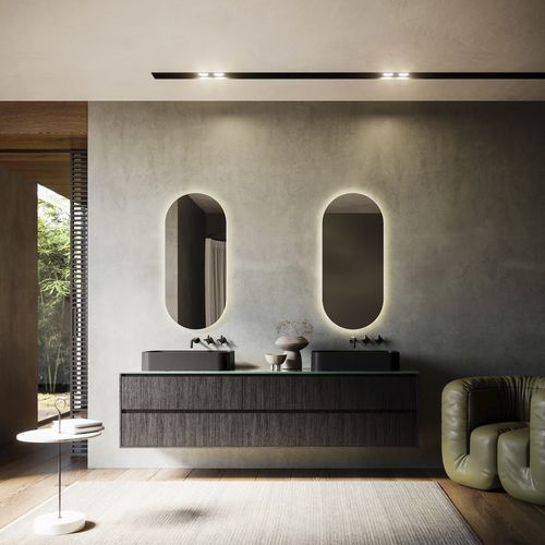 Meuble vasque double - CORNICI SYSTEM 15 - PUNTOTRE - suspendu / en bois / en mélaminé