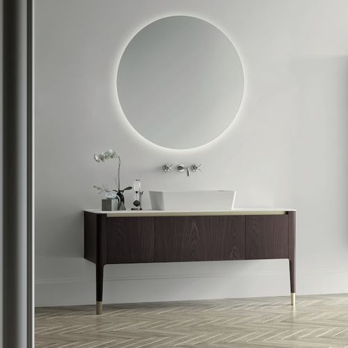 Meuble vasque mural - ART07 - PUNTOTRE - stratifié / en laiton / en Solid Surface