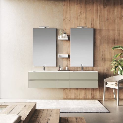 Meuble vasque double - U&D 05 - PUNTOTRE - suspendu / stratifié / en Ocritech®