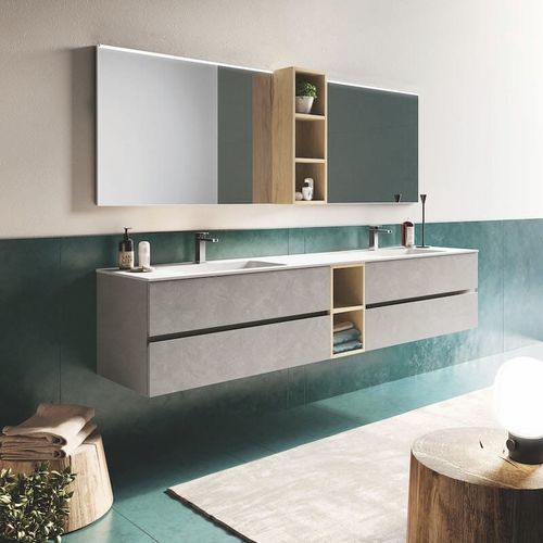 Meuble vasque double - U&D 01 - PUNTOTRE - suspendu / stratifié / en Ocritech®