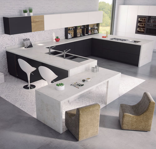 Cuisine contemporaine - BC3 - en Fenix NTM® / en U / sans poignée