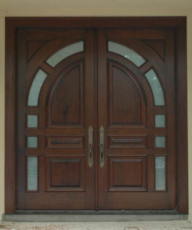 Porte d'entrée - CLASSIC : CS-809 - Granddoors - en acajou / battante / vitrée