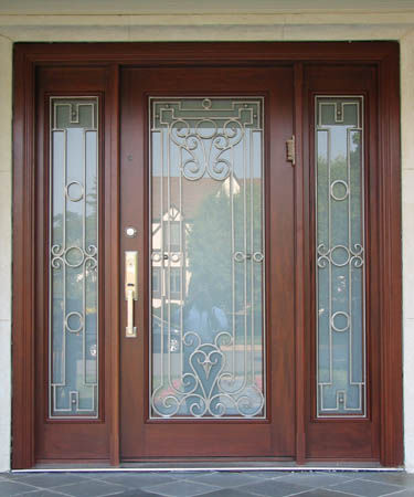 Porte d'entrée - WN-45 - Granddoors - en acajou / en fer forgé / battante