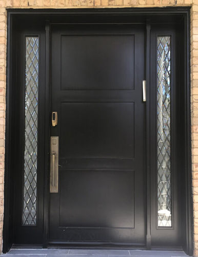 Porte d'entrée - CONTEMPORARY : CT-49 - Granddoors - en noyer / battante / semi-vitrée