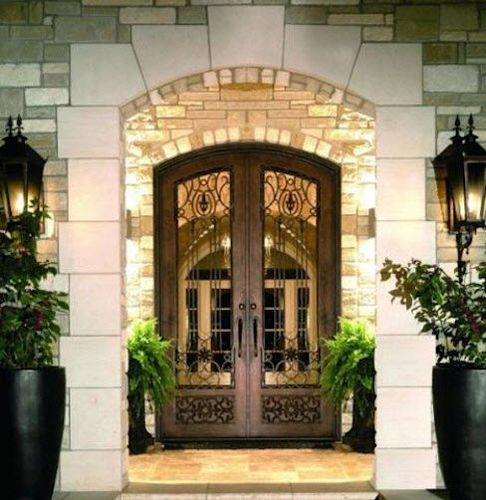 Porte d'entrée - IR-22 - Granddoors - en fer / battante / semi-vitrée