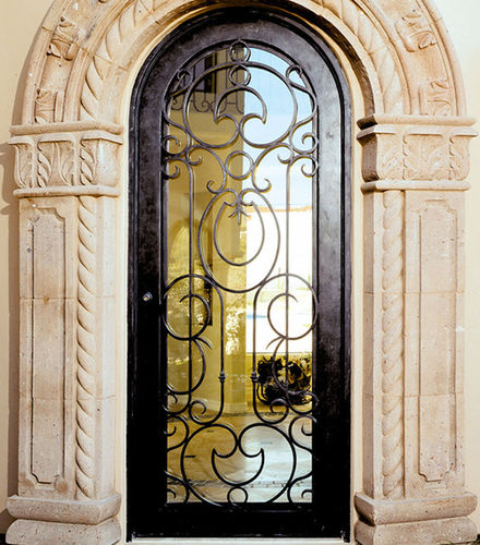 Porte d'entrée - IR-28 - Granddoors - en fer / battante / vitrée