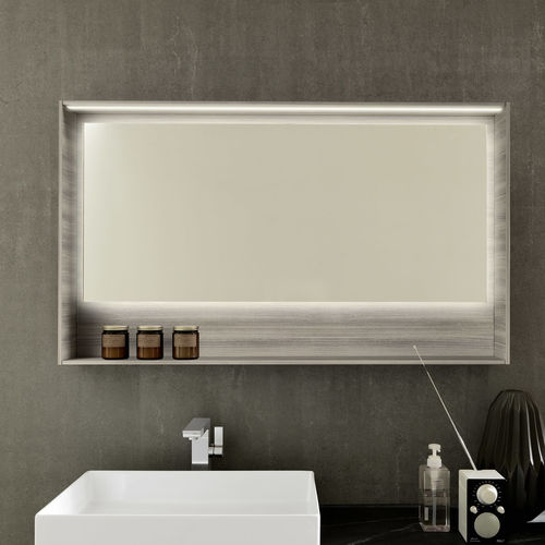 Miroir de salle de bain mural - C002 - BAXAR - contemporain / rectangulaire / lumineux (LED)