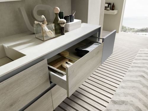 Meuble vasque suspendu - C210 - BAXAR - en bois / contemporain / avec tiroirs