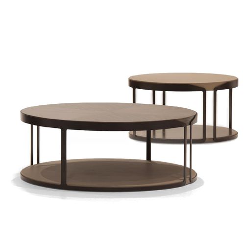 Table basse contemporaine - V155 - Aston Martin - en chêne / en métal laqué / avec piètement en cuir