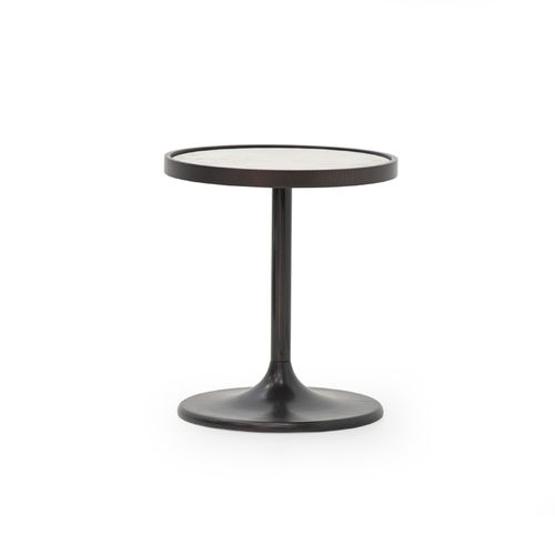 Table d'appoint contemporaine - V212/F - Aston Martin - en cuir / avec piètement en métal laqué / ronde