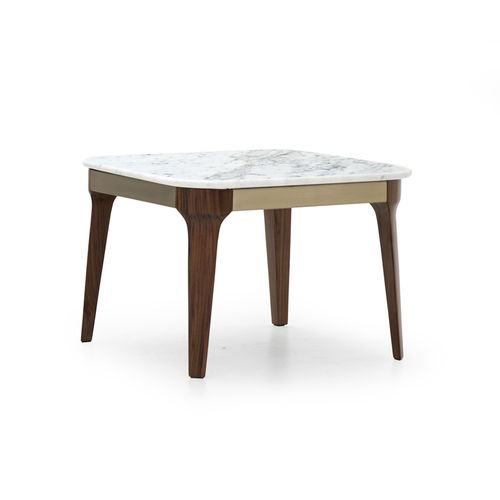 Table d'appoint contemporaine - V225 - Aston Martin - en marbre / avec piètement en noyer / carrée